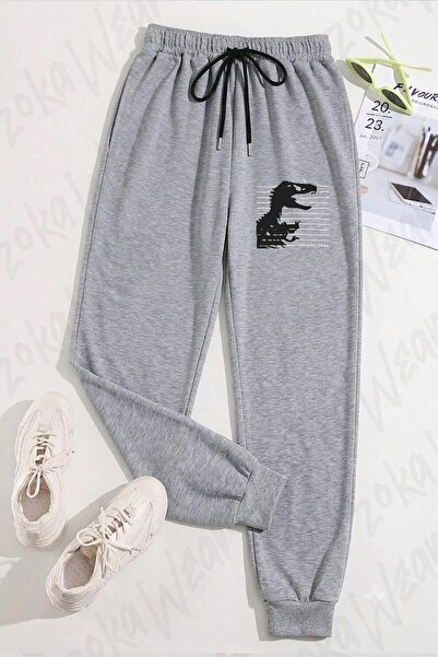 ZOKAWEAR بنطلون رياضي مطبوع عليه Jurassic Park Tyrannosaurus للجنسين