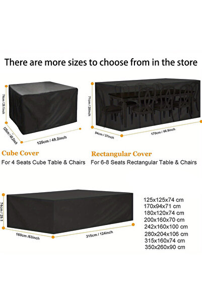 Choice70 40X40X40 black Multi-size Large Rectangular Table Cover Durable Gard...