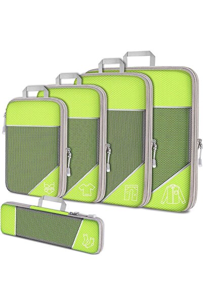 Choice3 green 5PCS Travel Compressed Packing Cubes Storage Organizer Set With...