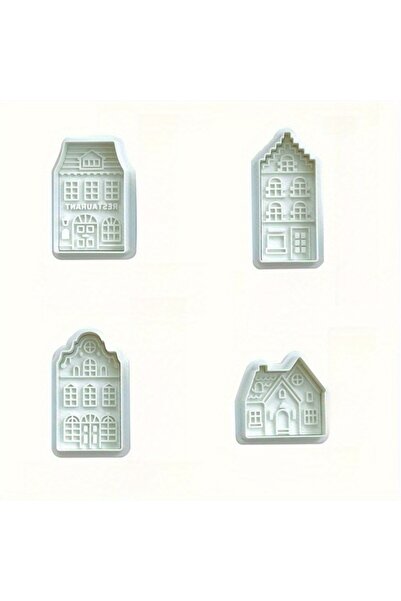 Choice 4pcs 4Pcs Gingerbread House Cookie Cutter Molds 3D Embossed Town House...