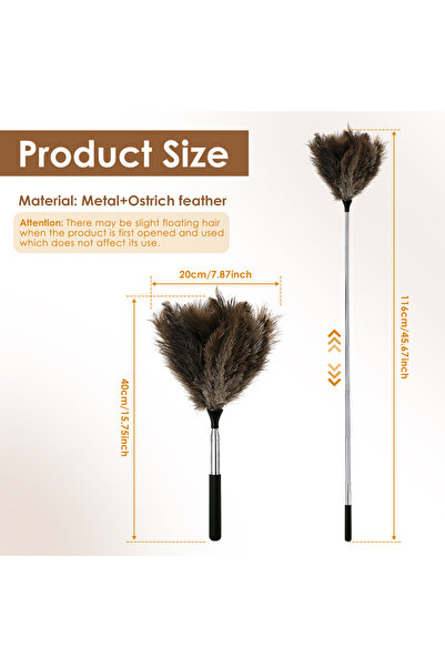 Choice black Extendable Ostrich Feather Duster Anti Static Reusable Long Hand...
