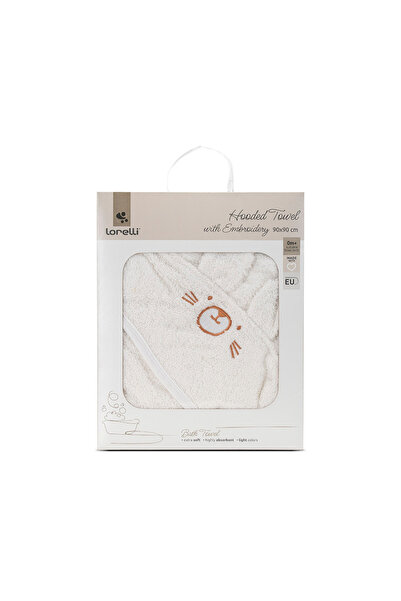 LORELLİ Prosop de baie cu gluga si broderie, 90 x 90 cm, 0 luni+, bumbac, White