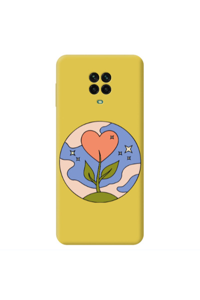 Other Xiaomi Redmi Note 9 Pro Hearted Flower Yellow Colored Silicone TPU Θήκη