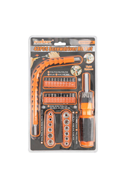 HORUSDY SDY-94158 43PCS Flexible Screwdriver Bit Set with Handle, Sockets & P...