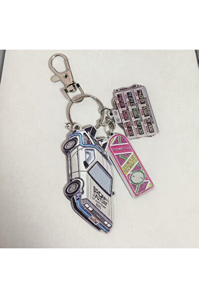 Choice B Back to the Future Style Metal Car Model Keychain Keyring Fan Collec...