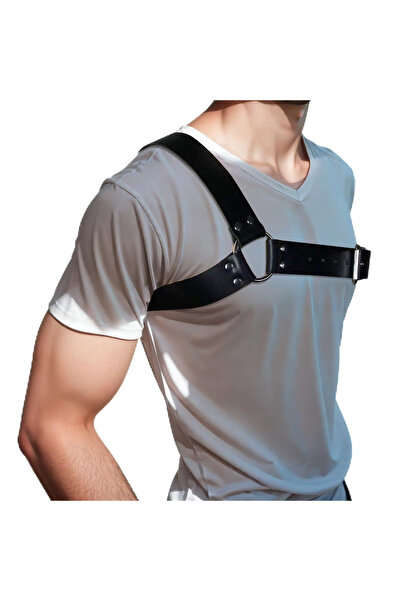 Choice Style A 1PCS Gothic Men Leather Suspenders Belt Men's Black Leather Si...