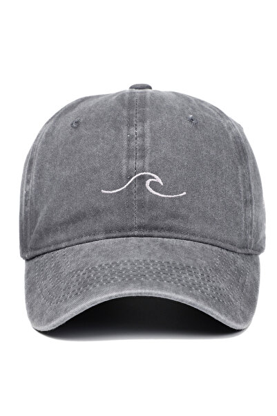 Choice6 Adjustable GRAY Wave pattern embroidered baseball cap, solid color wa...