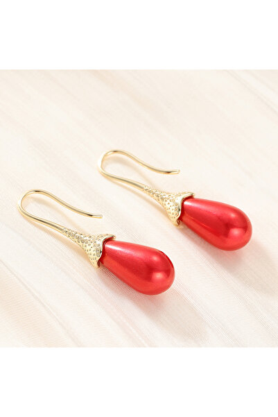 Choice A806-1 Elegant Fashionable Water Drop Imitation Red Gemstone Earrings ...
