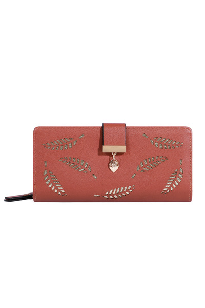 Choice3 coffee Women Wallet PU Leather Purse Female Long Wallet Gold Hollow L...