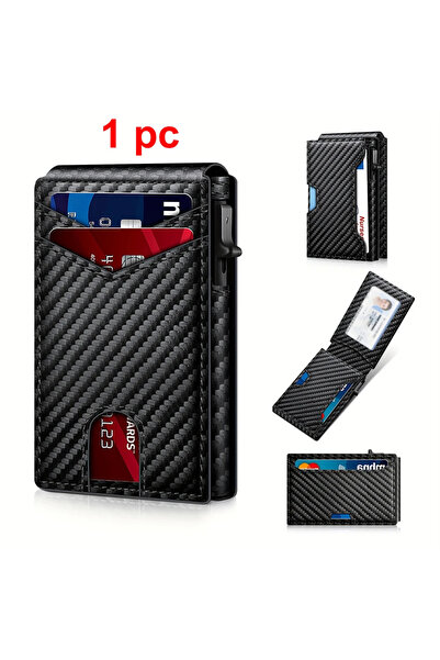 Choice Carbon Black Carbon Fiber Rfid Holder Men Wallets Anti Theft Slim Thin...