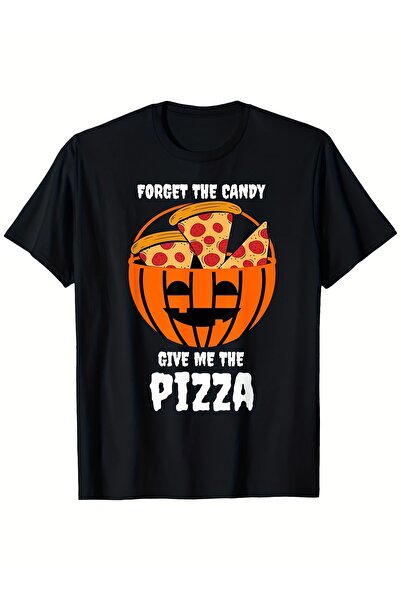 LİNA06 تي شيرت رجالي بطبعة "Forget Candy Give Me The Pizza" على شكل فانوس الي...