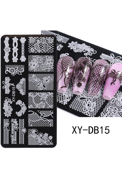 Choice8 XY-DB15 لوحة طباعة أظافر للزفاف، تصميم رومانسي أنيق بنمط الدانتيل وال...