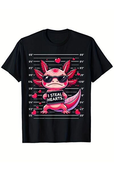 12 Teknoloji تي شيرت برسومات أكسولوتل مضحكة من I Steal Hearts، 100% قطن، بأكم...