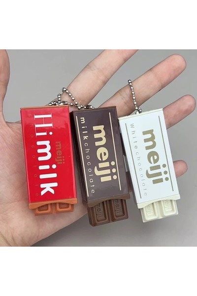 Choice Bandai 3PCS Simulated Meiji Chocolate Fidget Toy Bendy Snap-And-Play S...