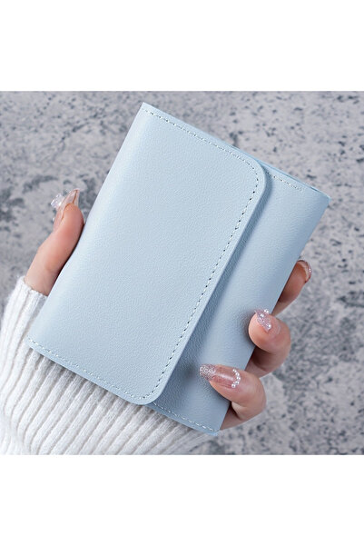 Choice4 Light Blue Fashion Ultra Thin Triple Fold Women's Short Wallet, Smoot...