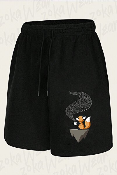 ZOKAWEAR Unisex Fox Tea Design Printed Shorts