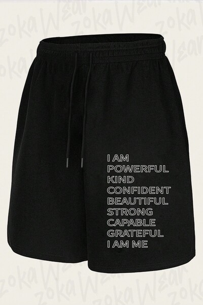 ZOKAWEAR Unisex I Am Powerful Kind Confident Design Printed Shorts