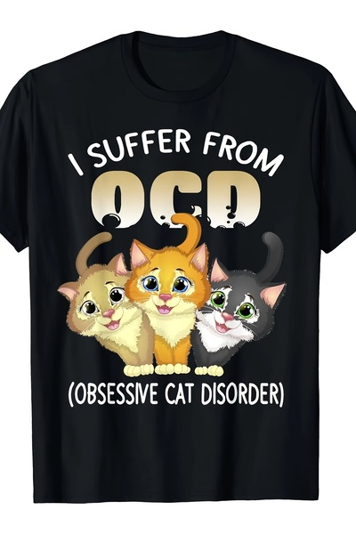1001 Line تي شيرت رجالي بتصميم محدود الإصدار بطبعة مضحكة 'I Suffer From OCD (...