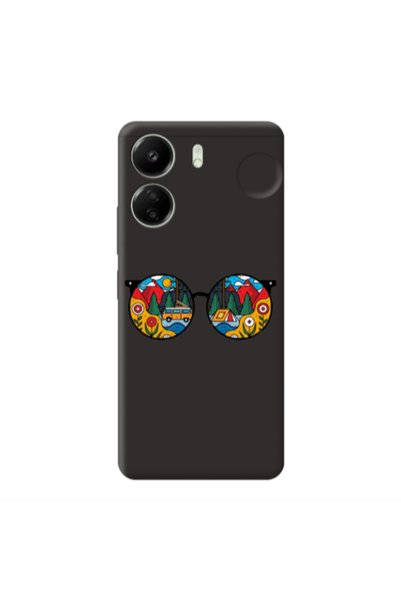 Other Xiaomi Redmi 13C Round Glasses Black Colored Silicone TPU Θήκη