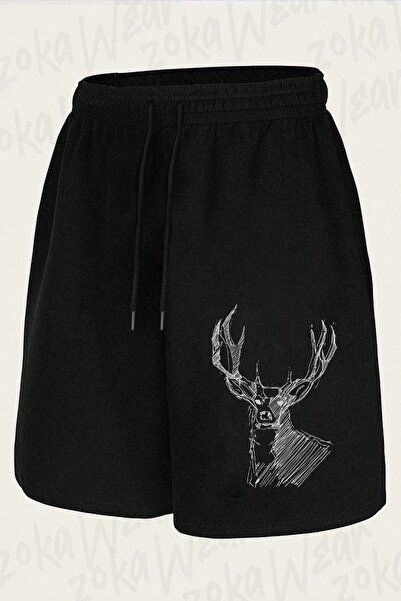 ZOKAWEAR Unisex Deer Space Themed Design Printed Shorts
