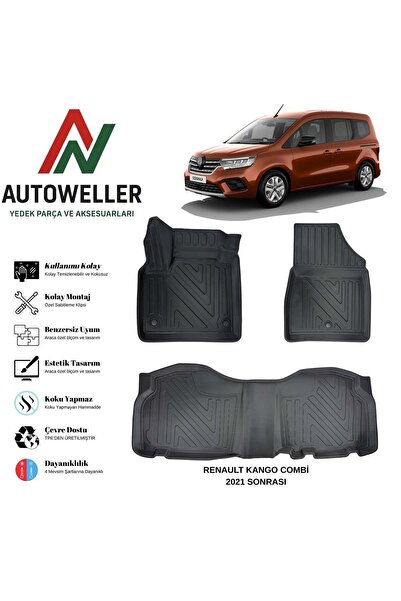 AutoWeller Renault Kangoo 2021 Sonrası Havuzlu Oto Combi Havuzlu 3D TPE Oto P...