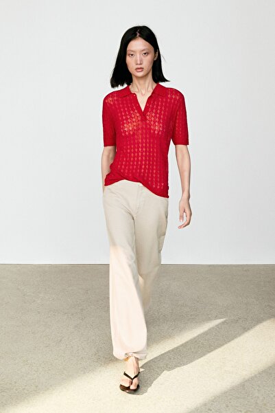 Massimo Dutti Ajurlu detaylı triko polo