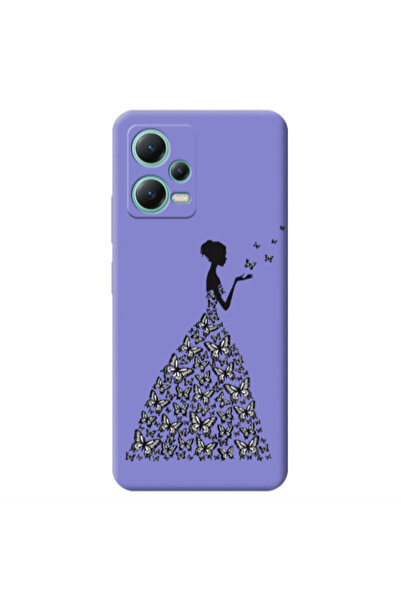Other Xiaomi Redmi Note 12 Pro 5G Butterfly Girl Purple Colored Silicone TPU ...