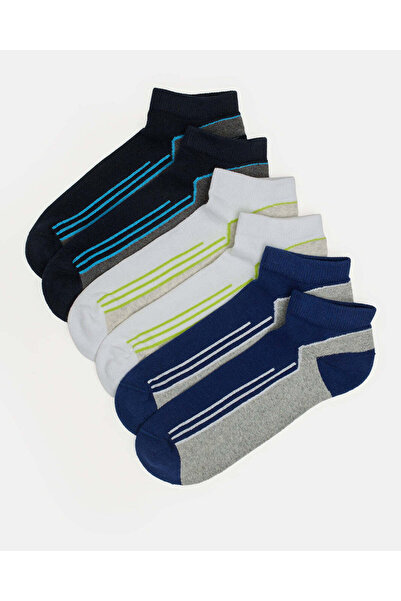 REDTAG Men Assorted Stripe Ankle Length Socks 3 Piece Set