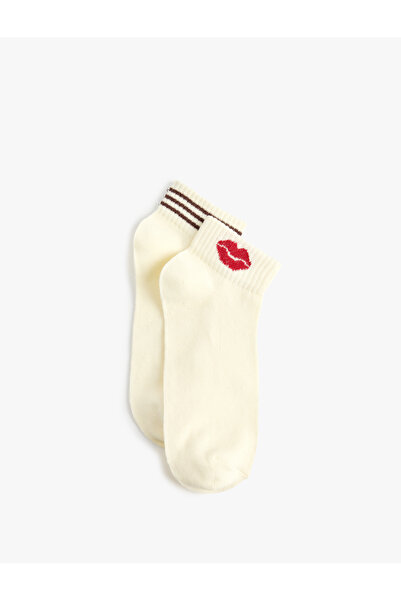 Koton Cotton Patterned 2-Piece Booties Socks Set