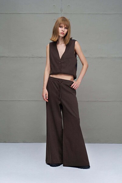 #vdr viadellerose Brown Wide Leg Pants 18212