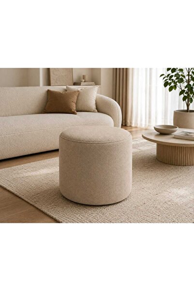 aslandecor Soho Kumaş Puf 40×40×45 cm – Dekoratif Oturma Makyaj Pufu Yuvarlak...