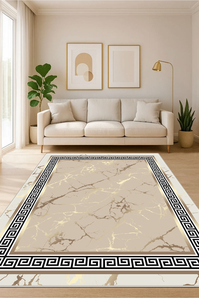 MUA HOME DECOR Dijital Baskı Yıkanabilir Kaymaz Taban Salon Halısı Mutfak Hal...