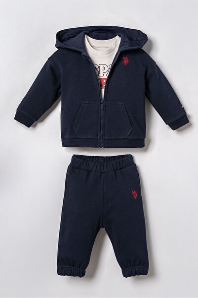 U.S. Polo Assn. Baby Boy Navy Blue Cardigan Set Usb3189-C-V2