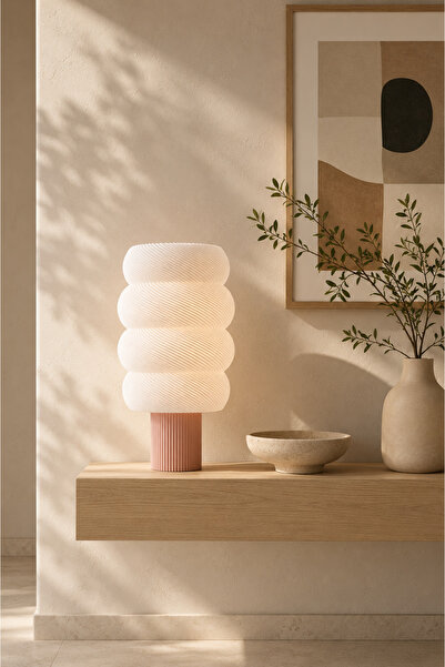 Nuaen Mira Premium Dekoratif Bej Abajur Masa Lambası - 33cm - Modern Salon ve...