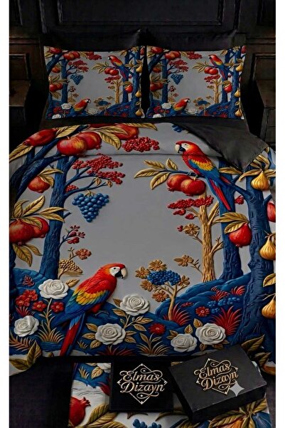 Elmas Dizayn Special Design Brand Double Duvet Cover Set Organic Satin & Cott...