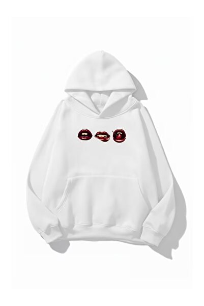 ZİYMO Women's Hooded Printed Relaxed Fit Sweatshirt