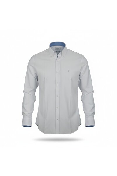 NCS N126-600-1 White Ανδρικό Βαμβακερό oxford Πουκάμισο Σε Κανονική Γραμμή Λε...