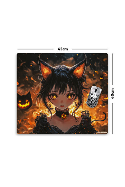 GlassPad Glass Mouse Pad - Yami Neko - Premium Tempered Glass - 45X40 cm [m]