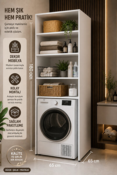 Dekorr mobilya Elite 180 cm çamaşır&kurutma makinesi düzenleyici dolap