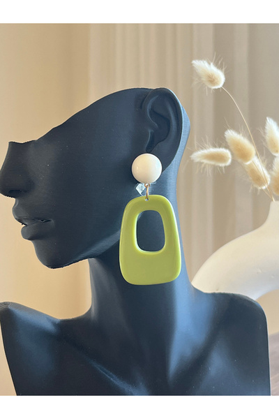 Büyük Hanım Geometric Style Green Acrylic Earrings