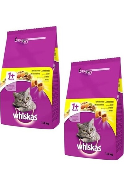 Whiskas Tavuk Etli ve Sebzeli Yetişkin Kedi Maması 1,4 kg (2 Adet)