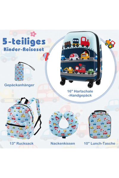 COSTWAY Set de bagaje pentru copii din 5 piese, cu valiză de 16 inch, rucsac ...