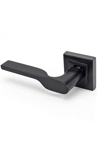 ALETÇANTAM Black Steel Door Handle with Square Badge - Single Left Direction ...
