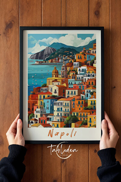 tablodea Retro slika gradskog pejzaža Napulja – TD Mediteranska Italija temat...