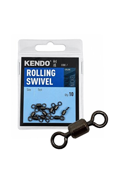 Kendo Rolling Swivel No:8 Siyah Nikel Balıkçı Fırdöndü (10'lu Paket)