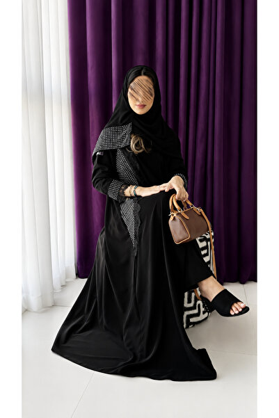EKEA ABAYA Sloya Abaya - Black Abaya with Royal Summer Fabric, Half-Klosh Cut...
