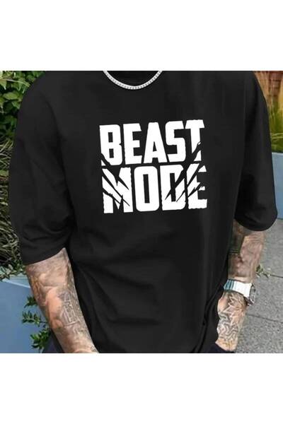 NOURAM تي شيرت رجالي بتصميم Beast Mode، بأسلوب كاجوال وعتيق، قصة فضفاضة، قابل...