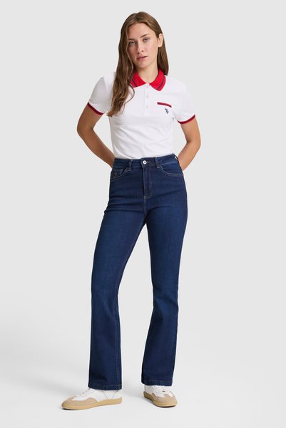 U.S. Polo Assn. Women's White Polo Collar Basic T-Shirt 50323455-Vr013