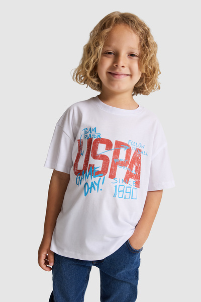 U.S. Polo Assn. Erkek Çocuk Beyaz Bisiklet Yaka Tişört 50327017-VR013