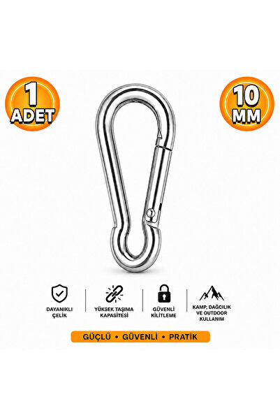 Campesnt 10 mm Çelik Karabina Klips Seti 1 Adet – Dayanıklı Yaylı Kilitli Kar...